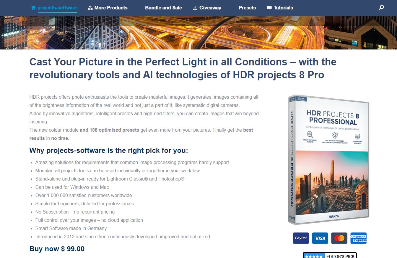 HDR Projects 8 website information