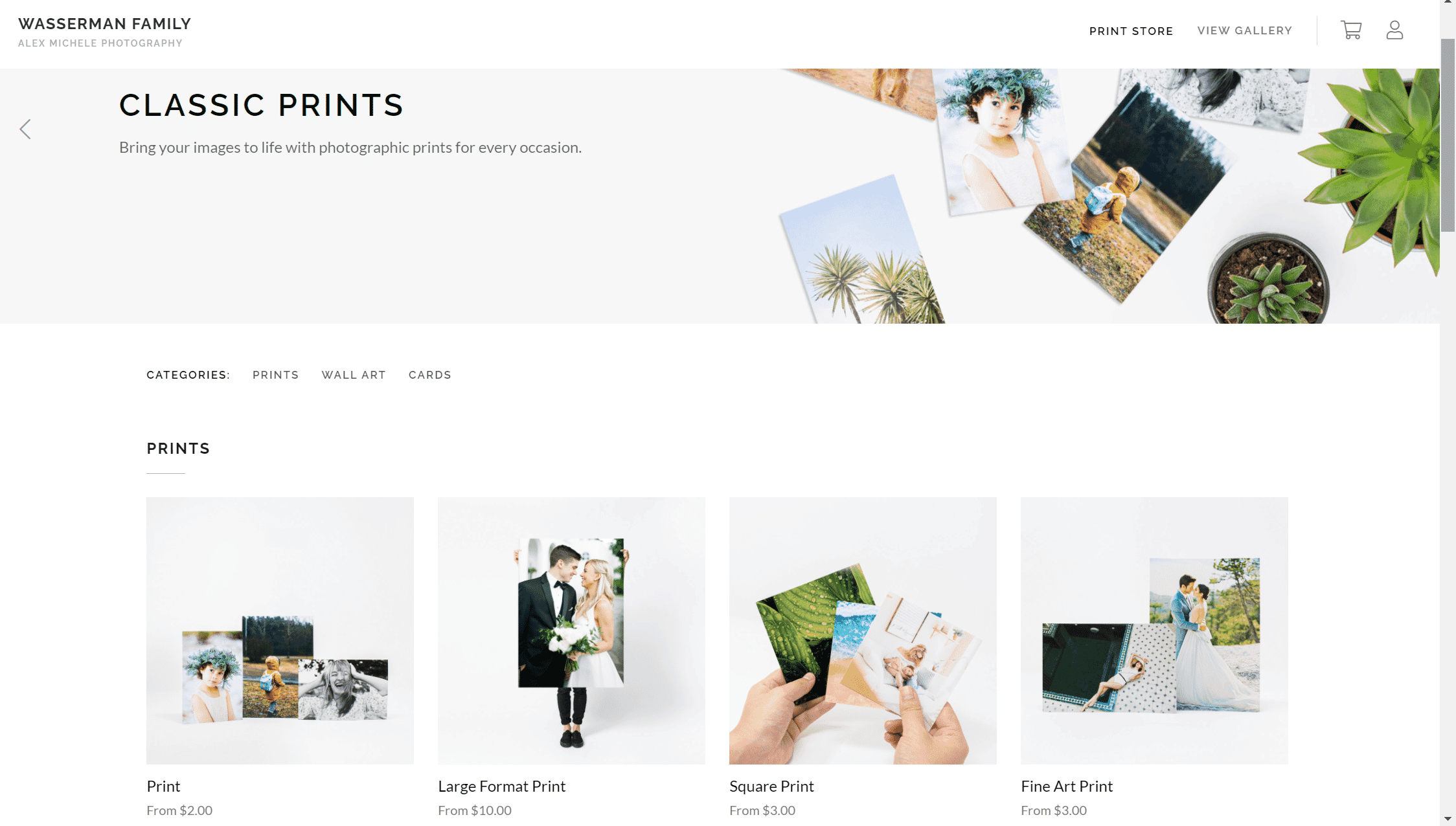 Pixieset Store Page