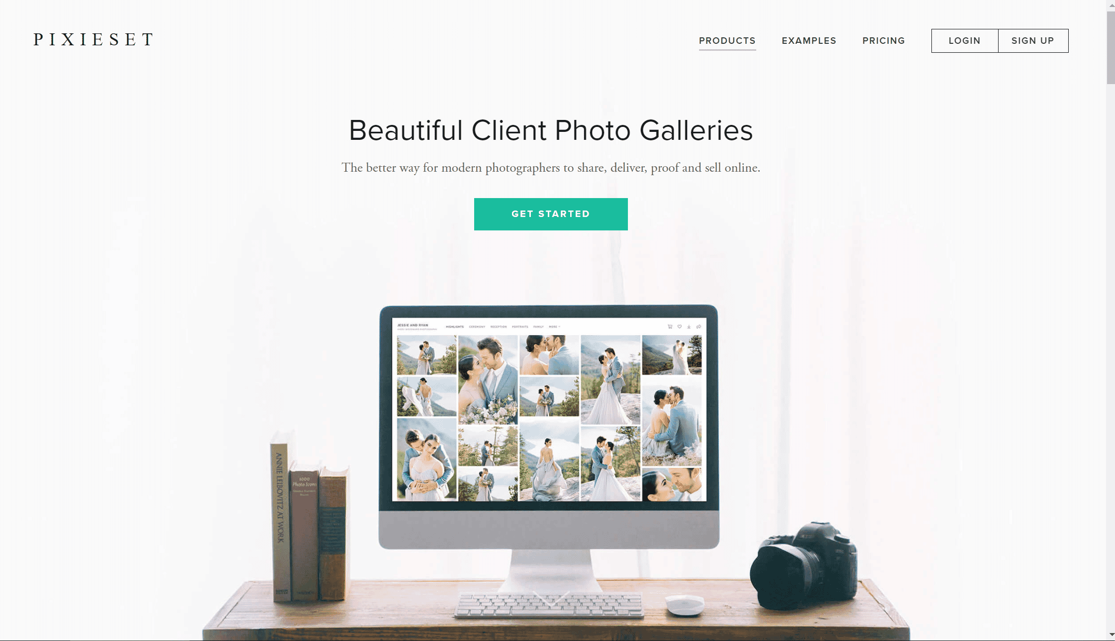 Pixieset's landing page is modern and refined