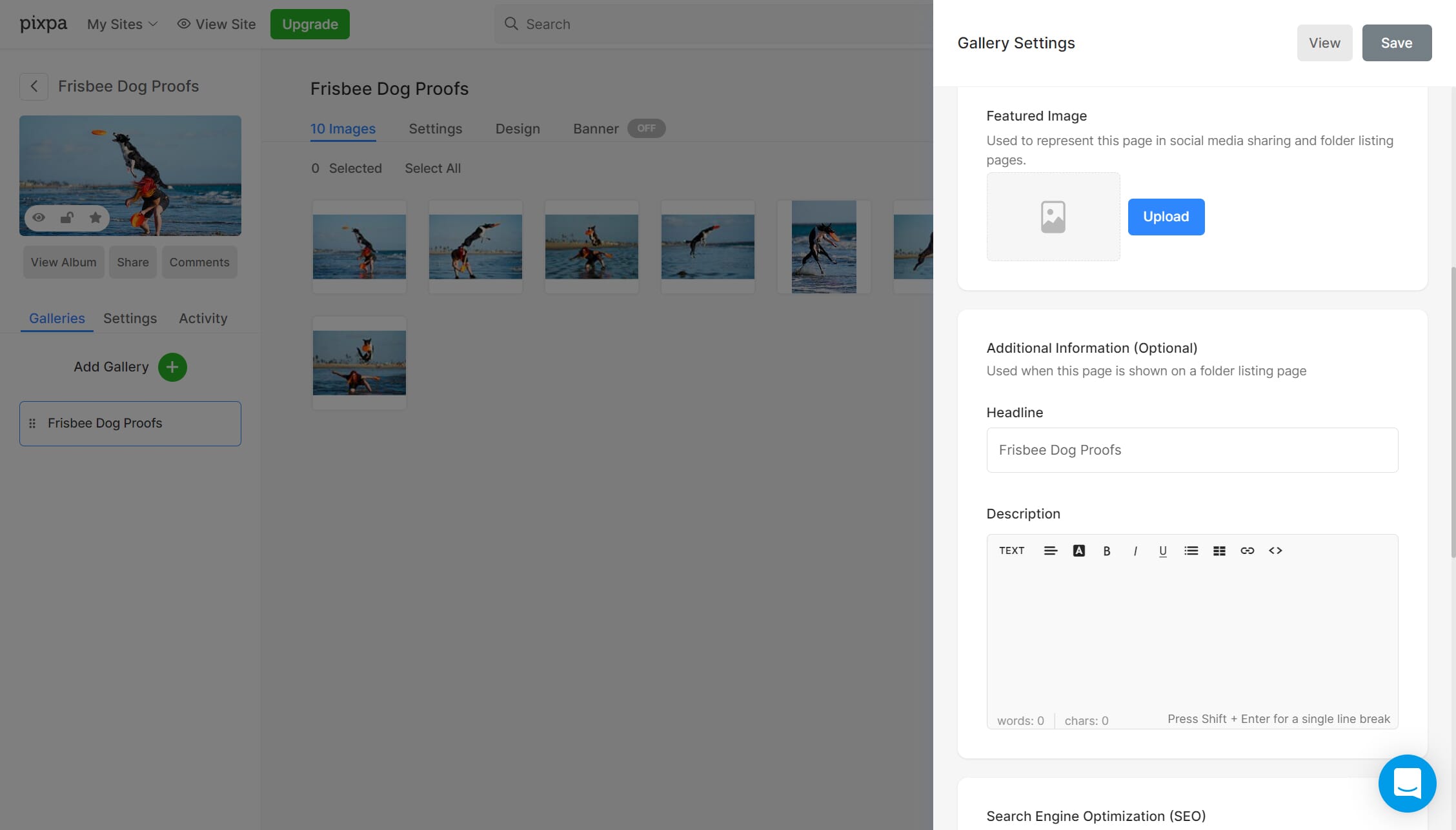 You get lots of gallery options...