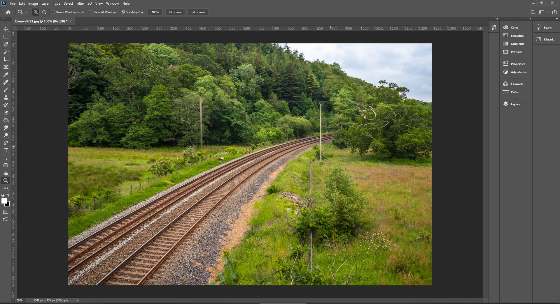 The main image and editing screen of Adobe Photoshop