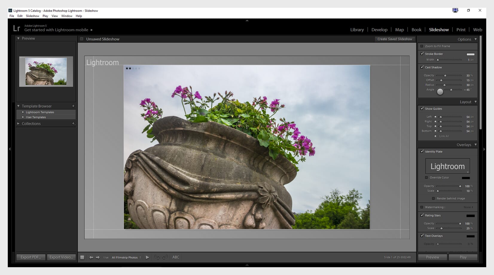 Lightroom slideshow make