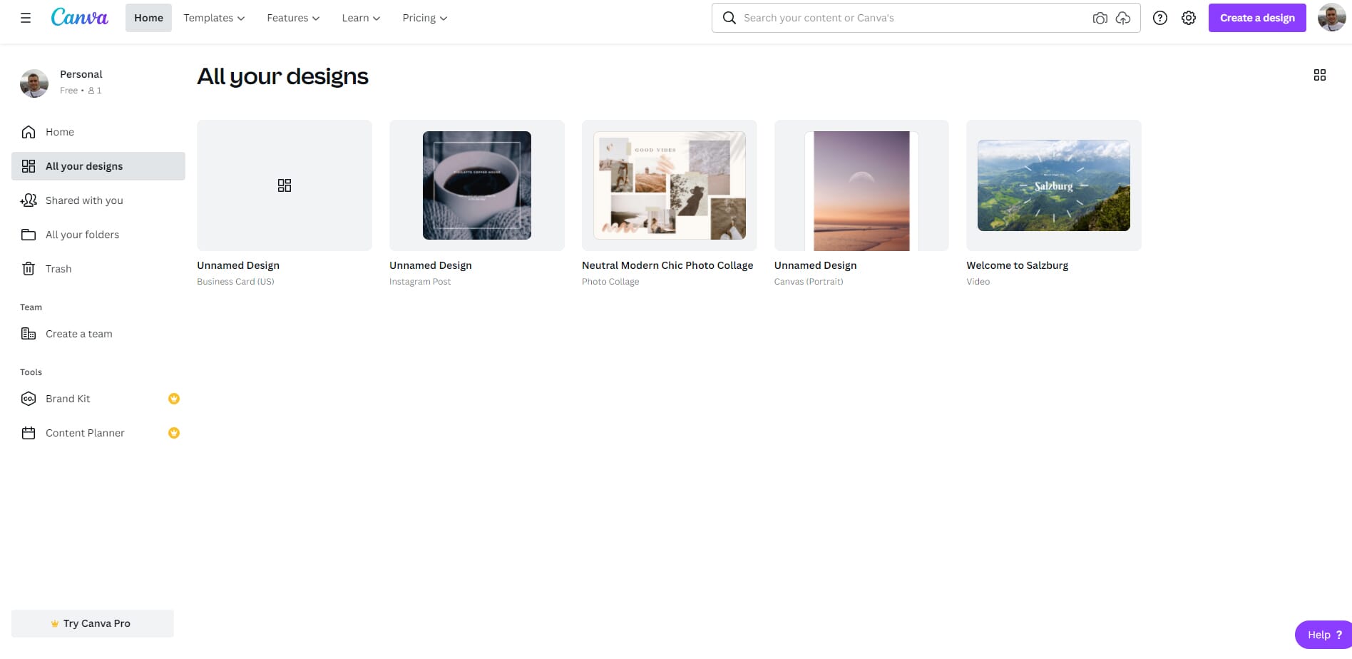 Dashboard management for Canva