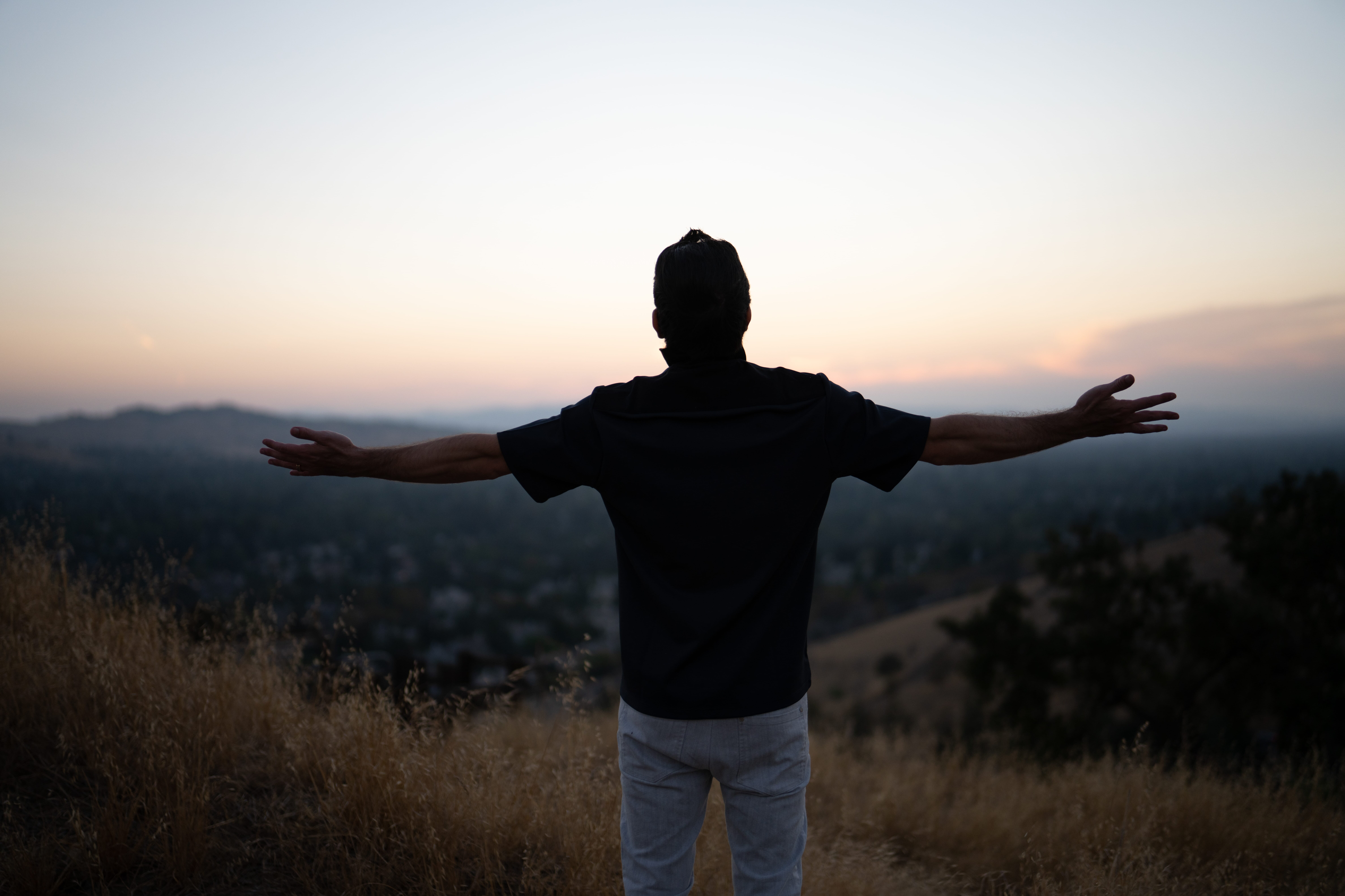 A man in a backlit situation.