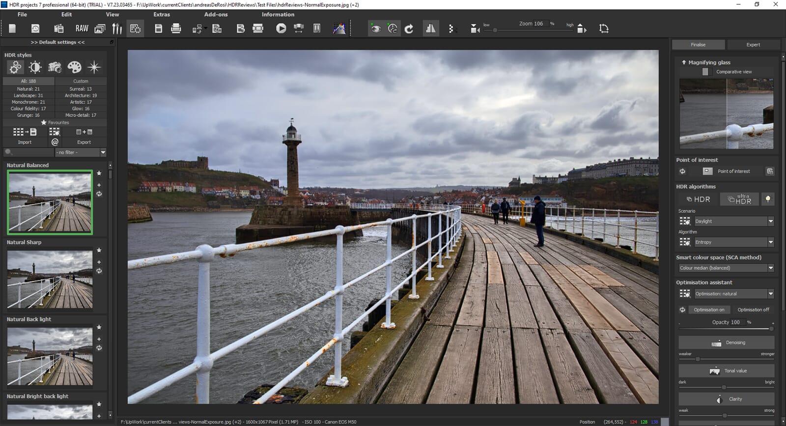 Initial HDR editing screen