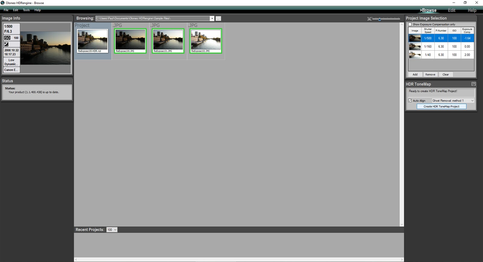 Image selection for HDR process