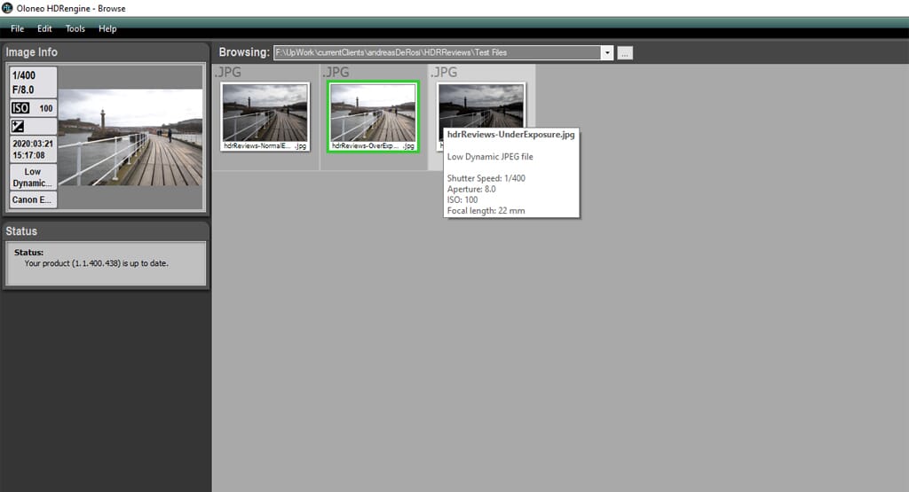Pop-up box for image thumbnails