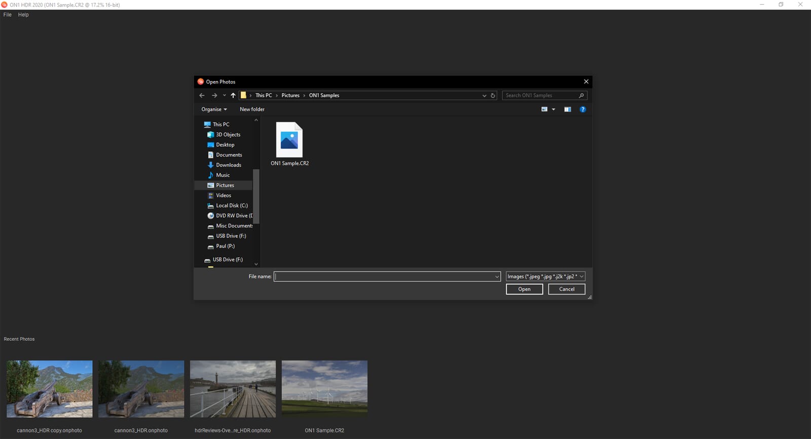 Initial image selection box