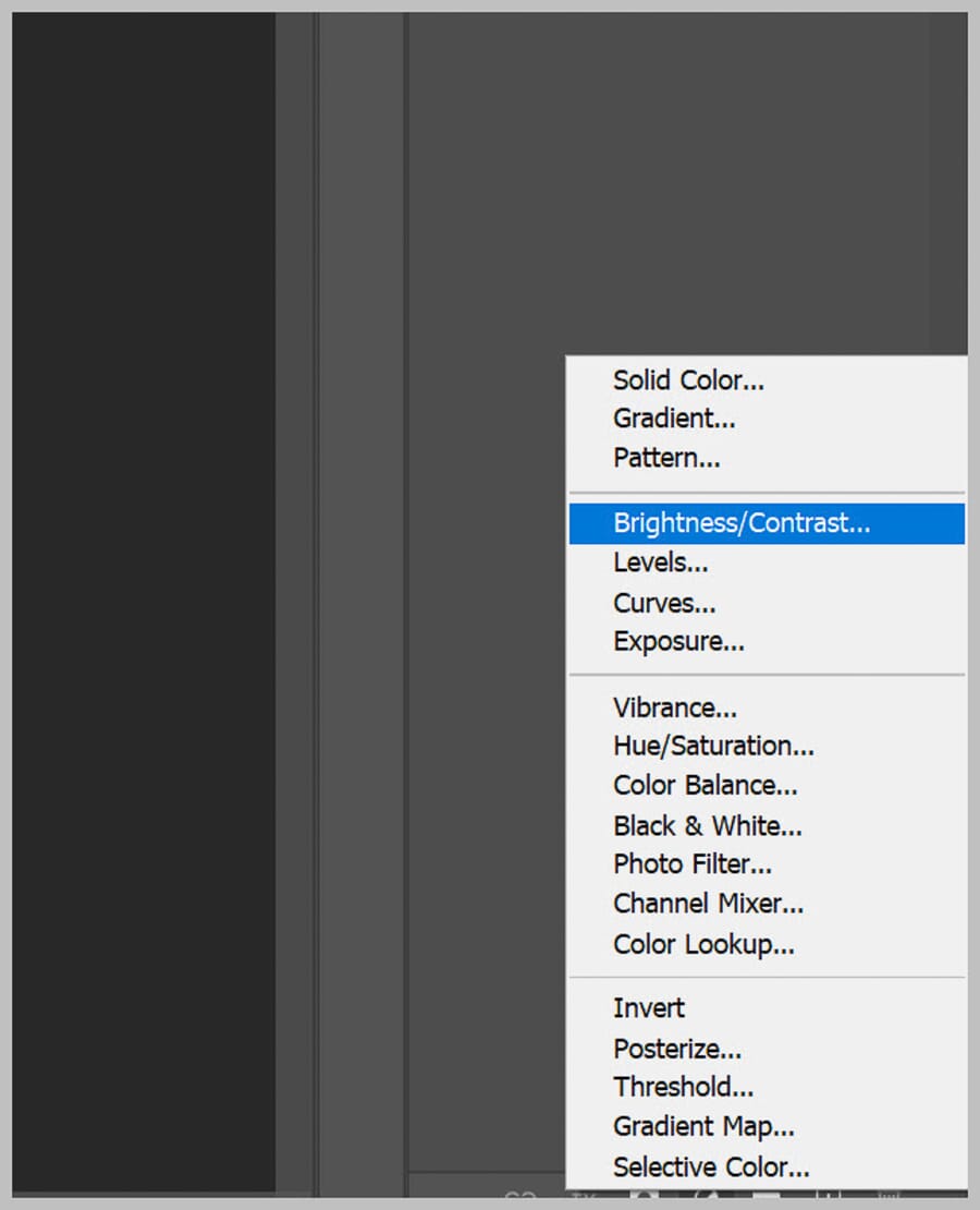 Brightness/Contrast adjustment layer added from the Adjustments panel