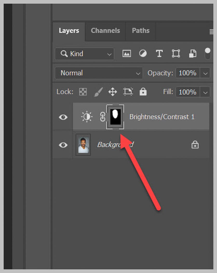 Layer mask selected in the Layers panel