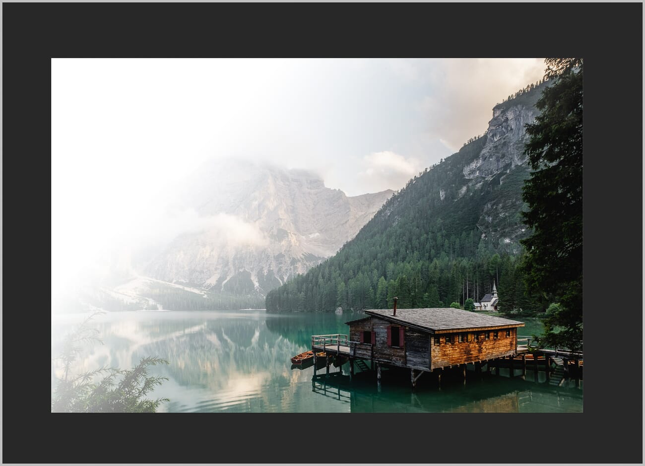 White gradient applied to brighten the sky area of a mountain scene