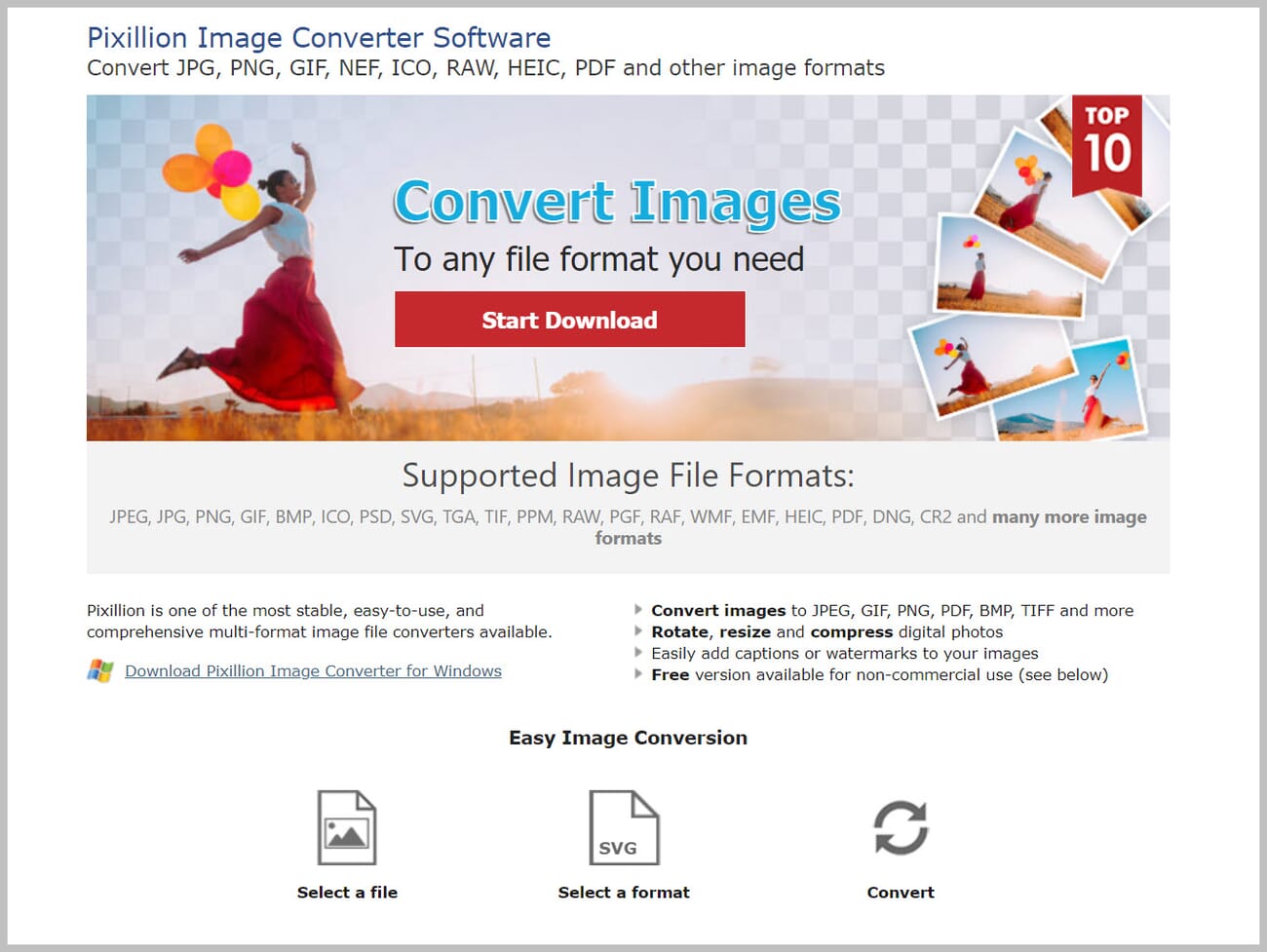 The Pixillion online RAW-to-JPEG converter.