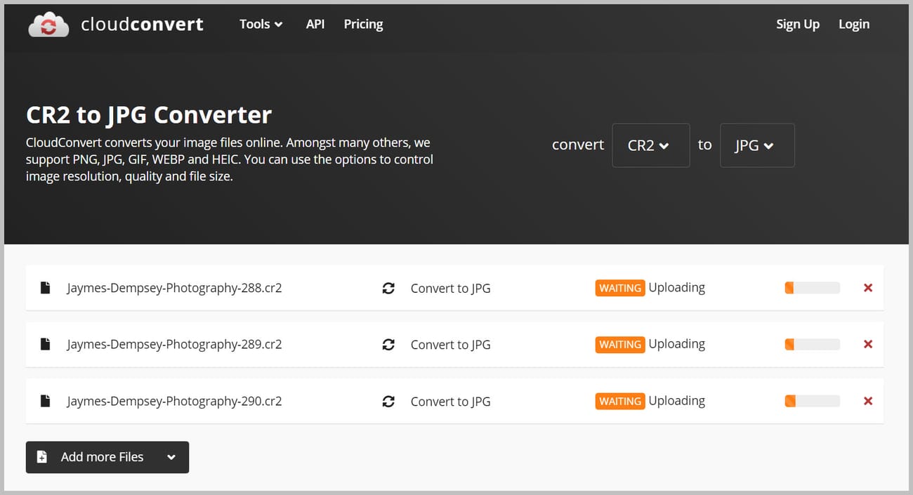 An online image converter can take a while.