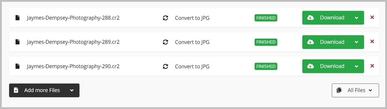 Downloading your JPEGs is simple.
