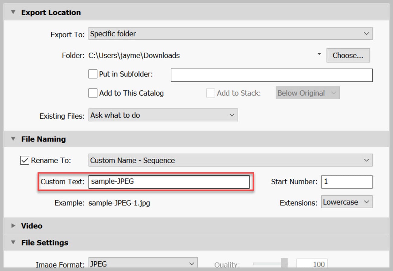 You can rename your JPEGs.