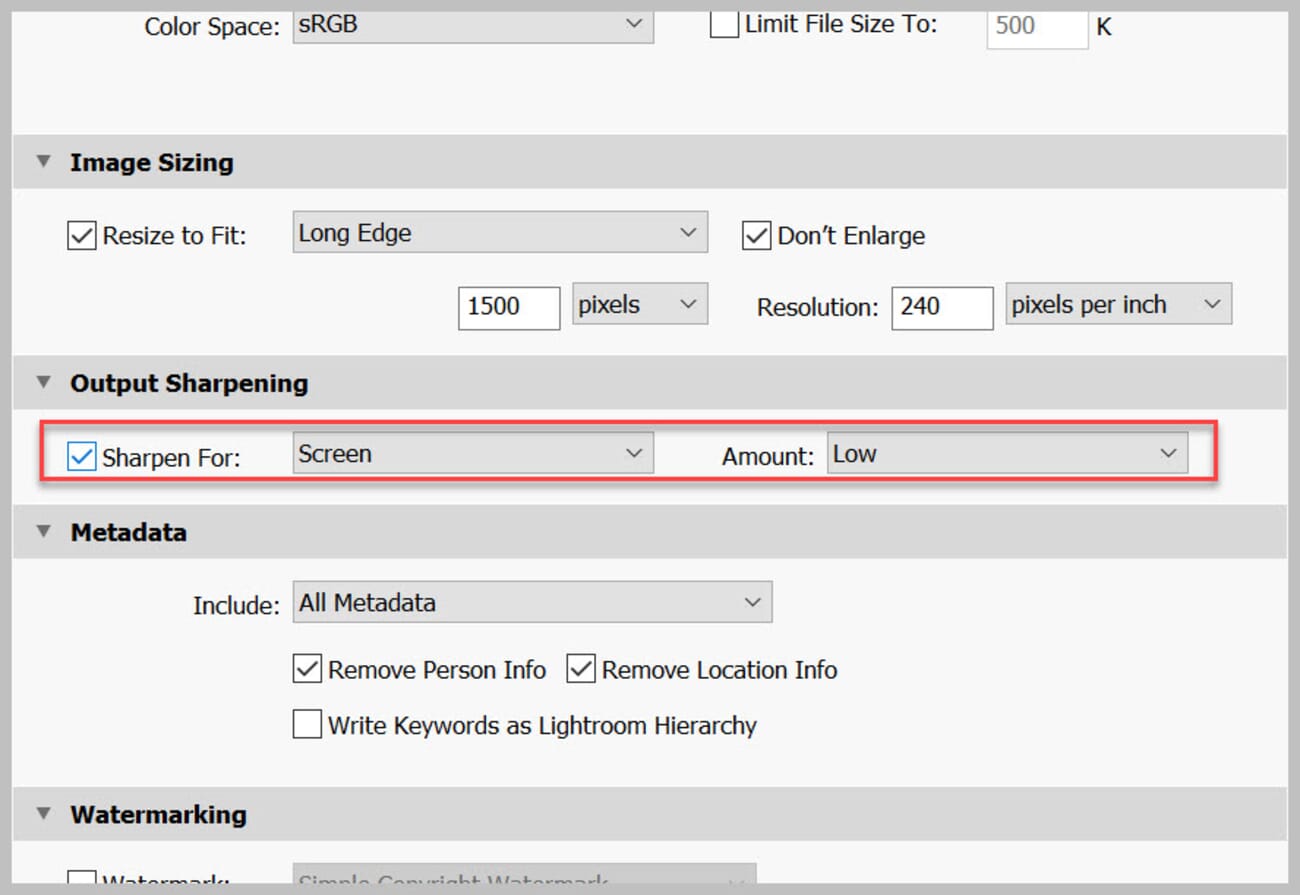 Sharpening will make your JPEGs look crisper.