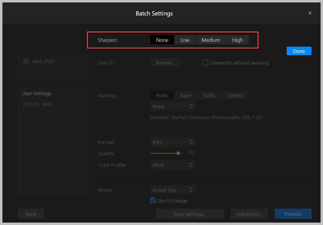 eu costumo definir minha nitidez para strongLow / strong.