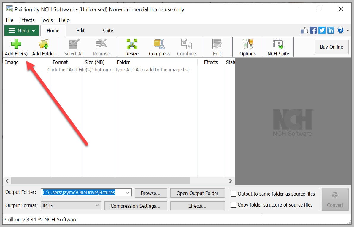 Selezionare strongAdd File (s) / strong per scegliere il vostro RAWs.