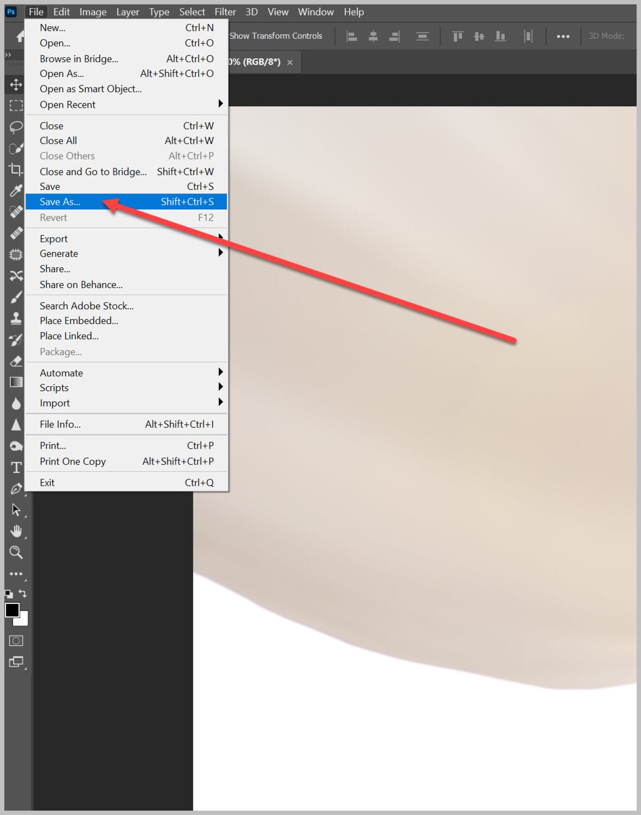 This is the simplest way to convert to JPEGs in Photoshop.