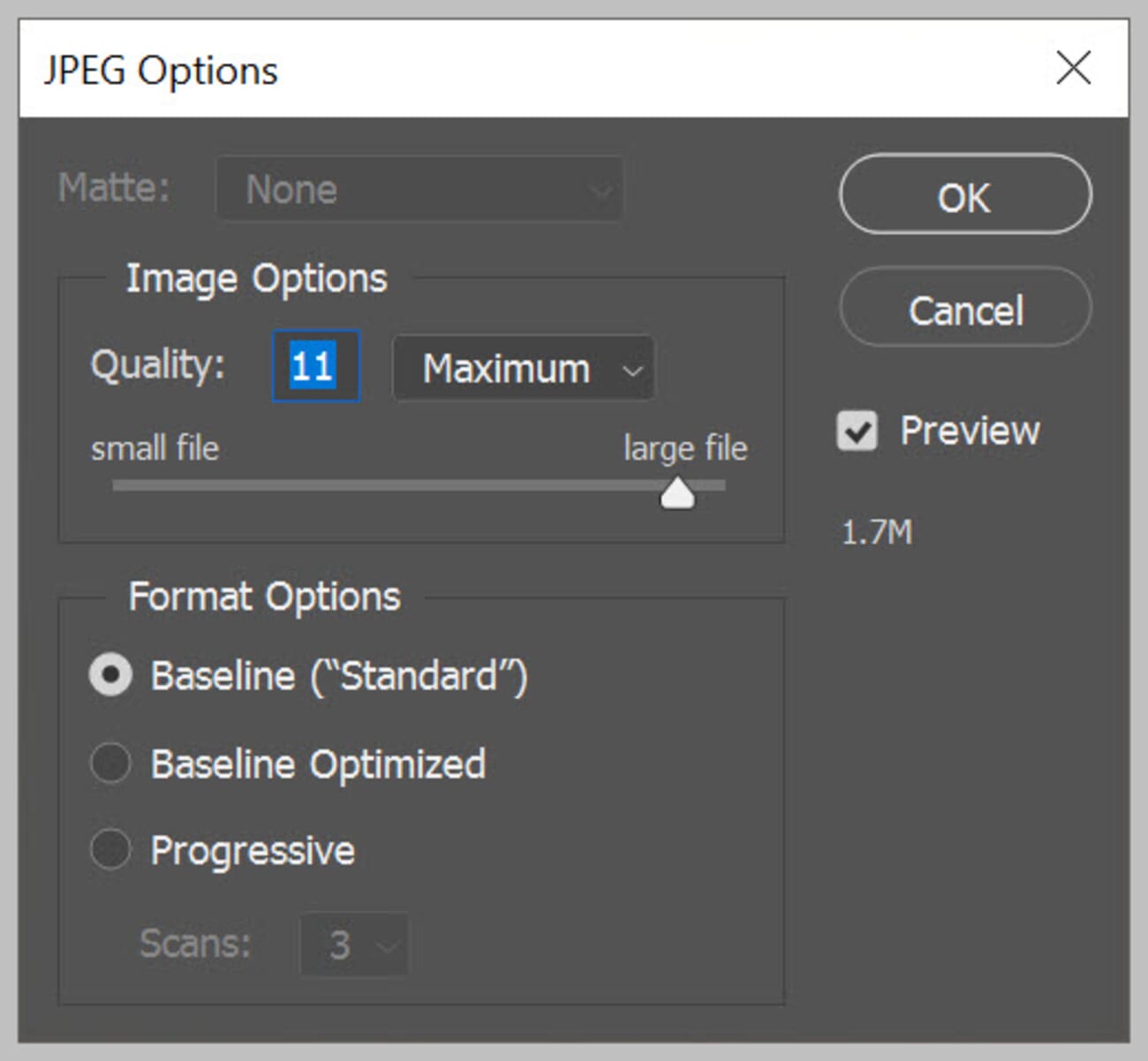 Select your preferred quality settings.