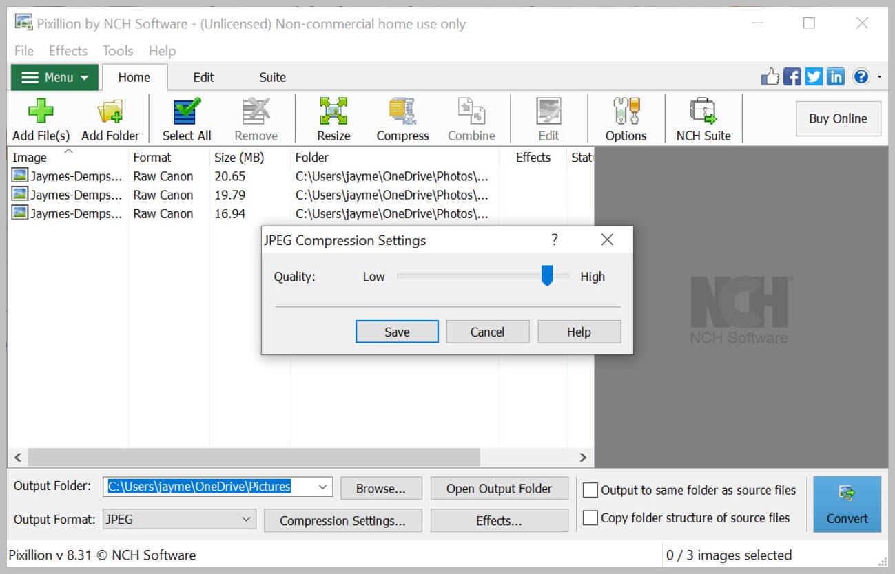 Choose your preferred compression settings.