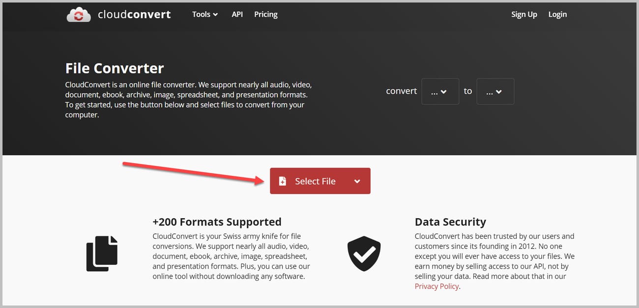 The CloudConvert online RAW-to-JPEG converter.