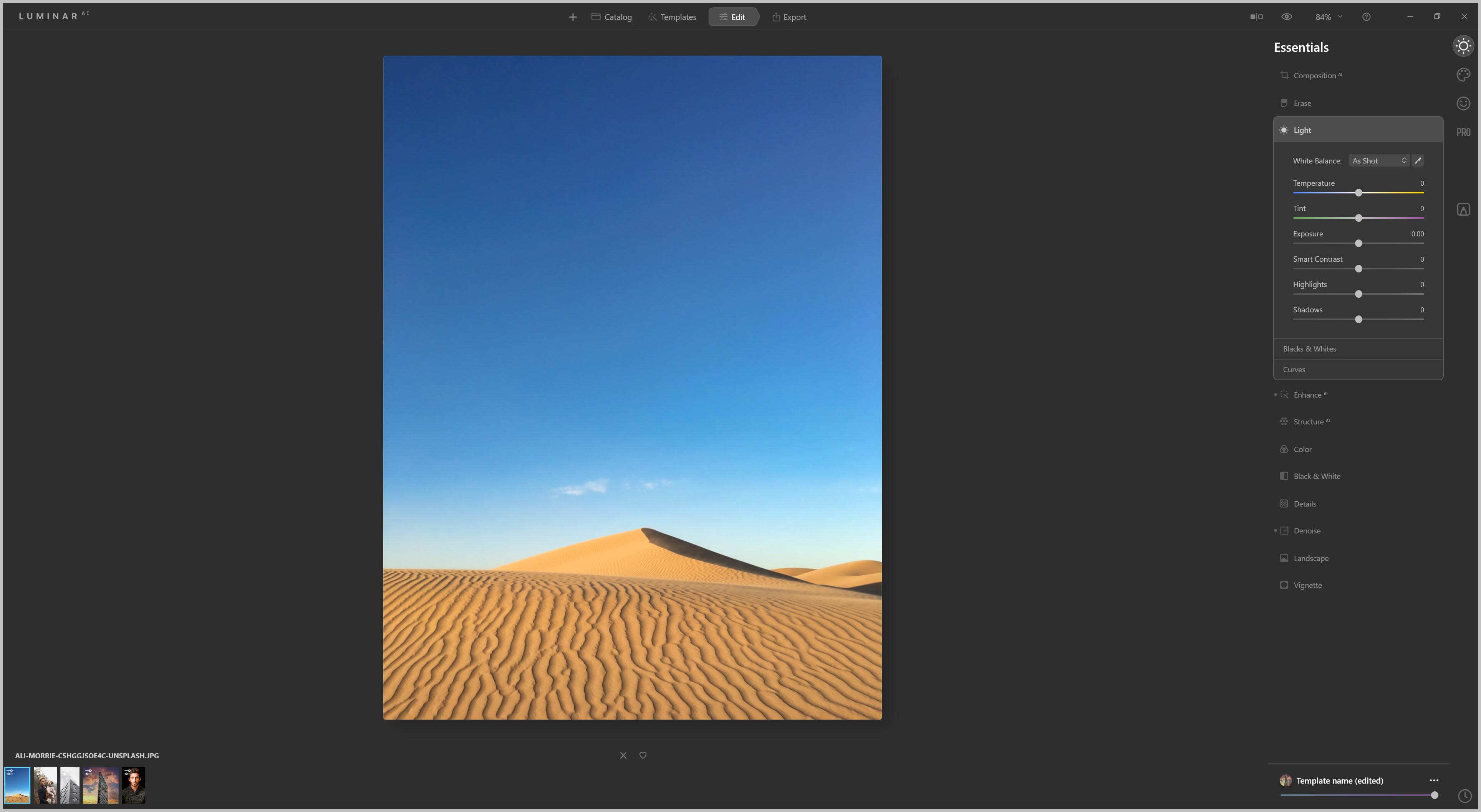 Luminar AI interface