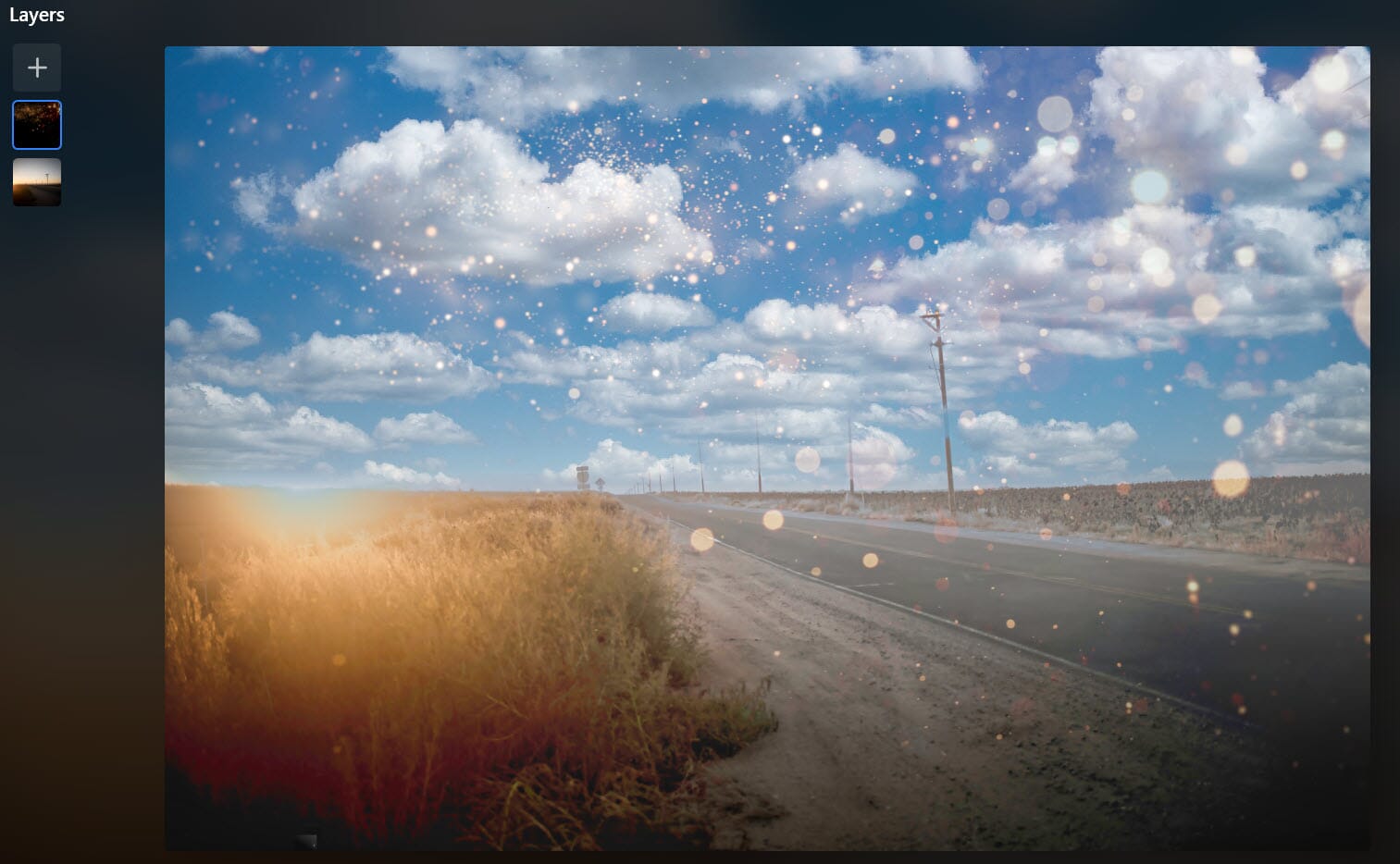 The Layers tool lets you add light leaks, bokeh, and much more!