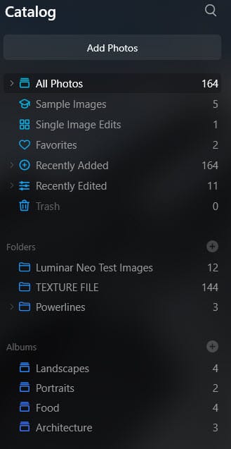 Imported photos appear along the left-hand side of the program.