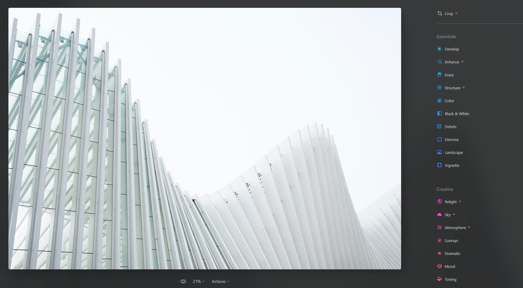 The Edit module features a simple design.