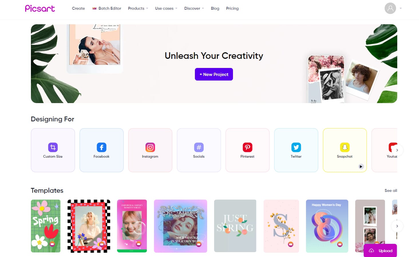 Picsart website homepage