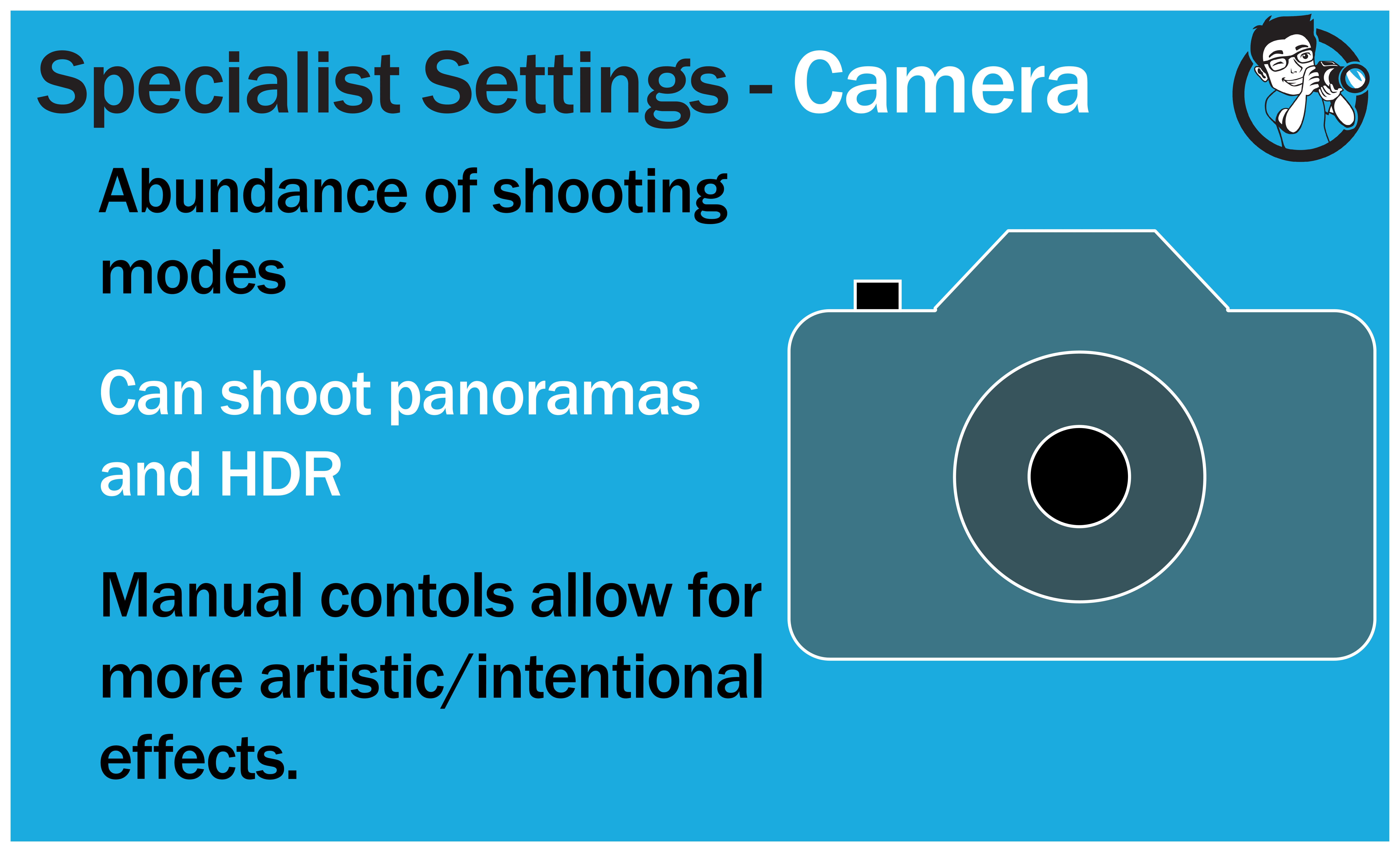 Specialist settings camera