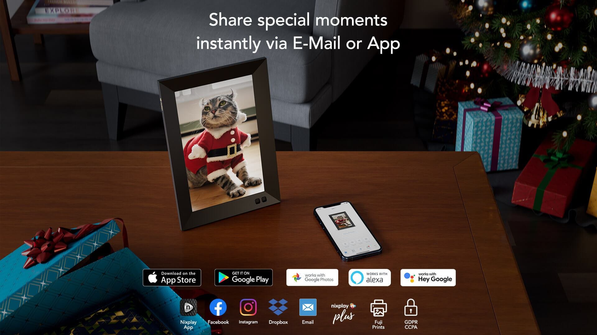 Share instantly with E-mail or App