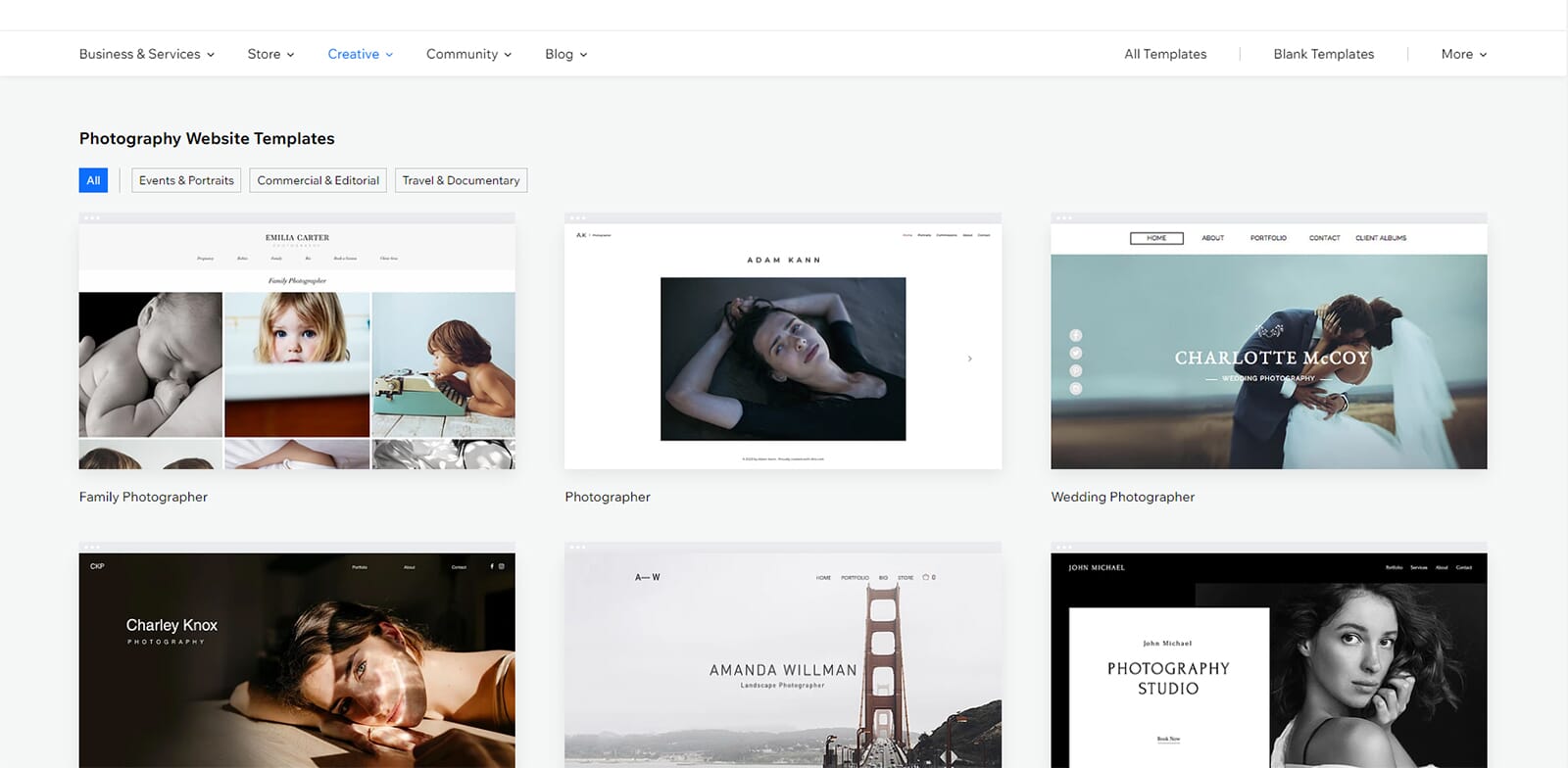 SmugMug vs Wix Wix Templates 1