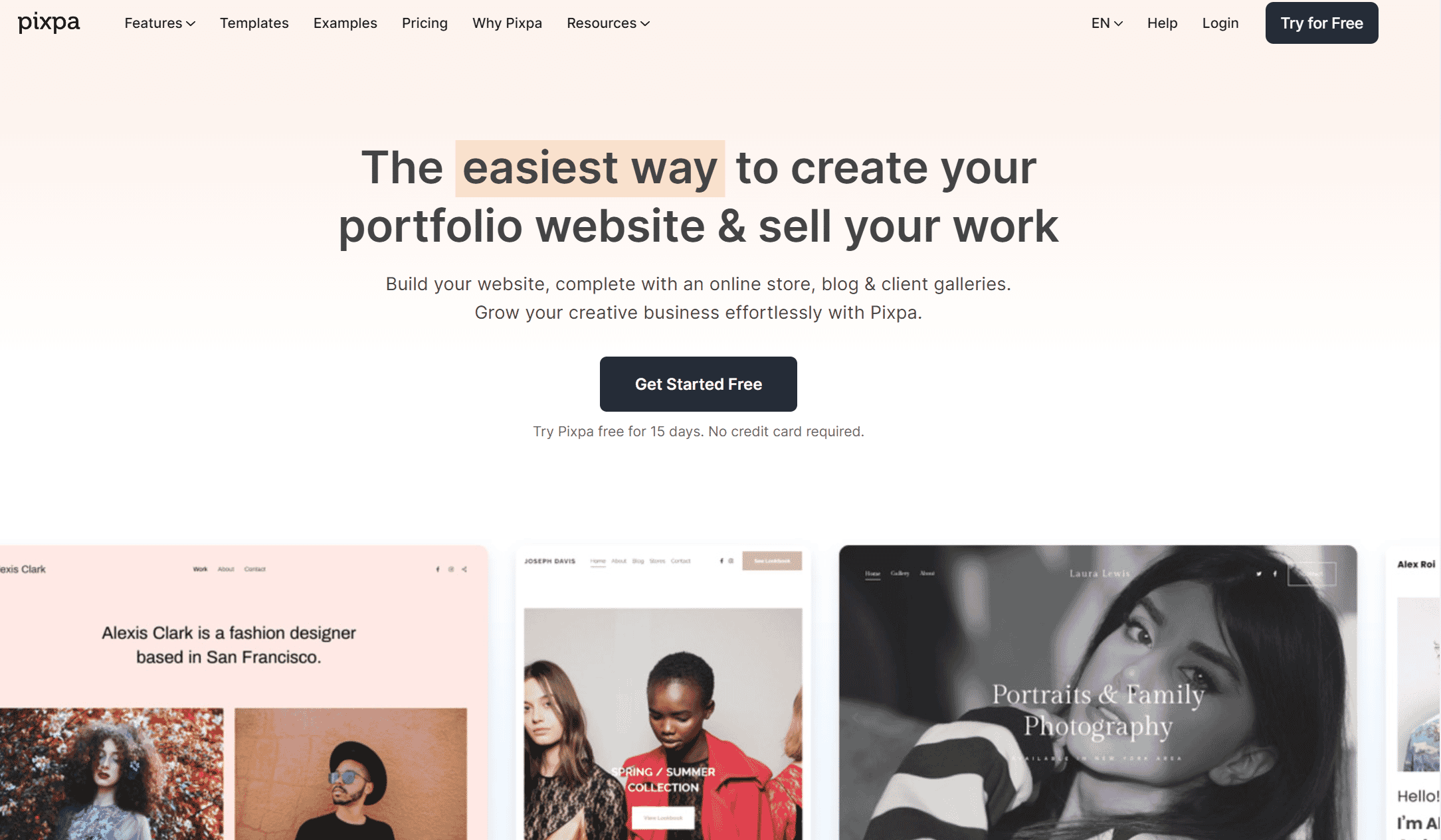 Pixpa portfolio builder