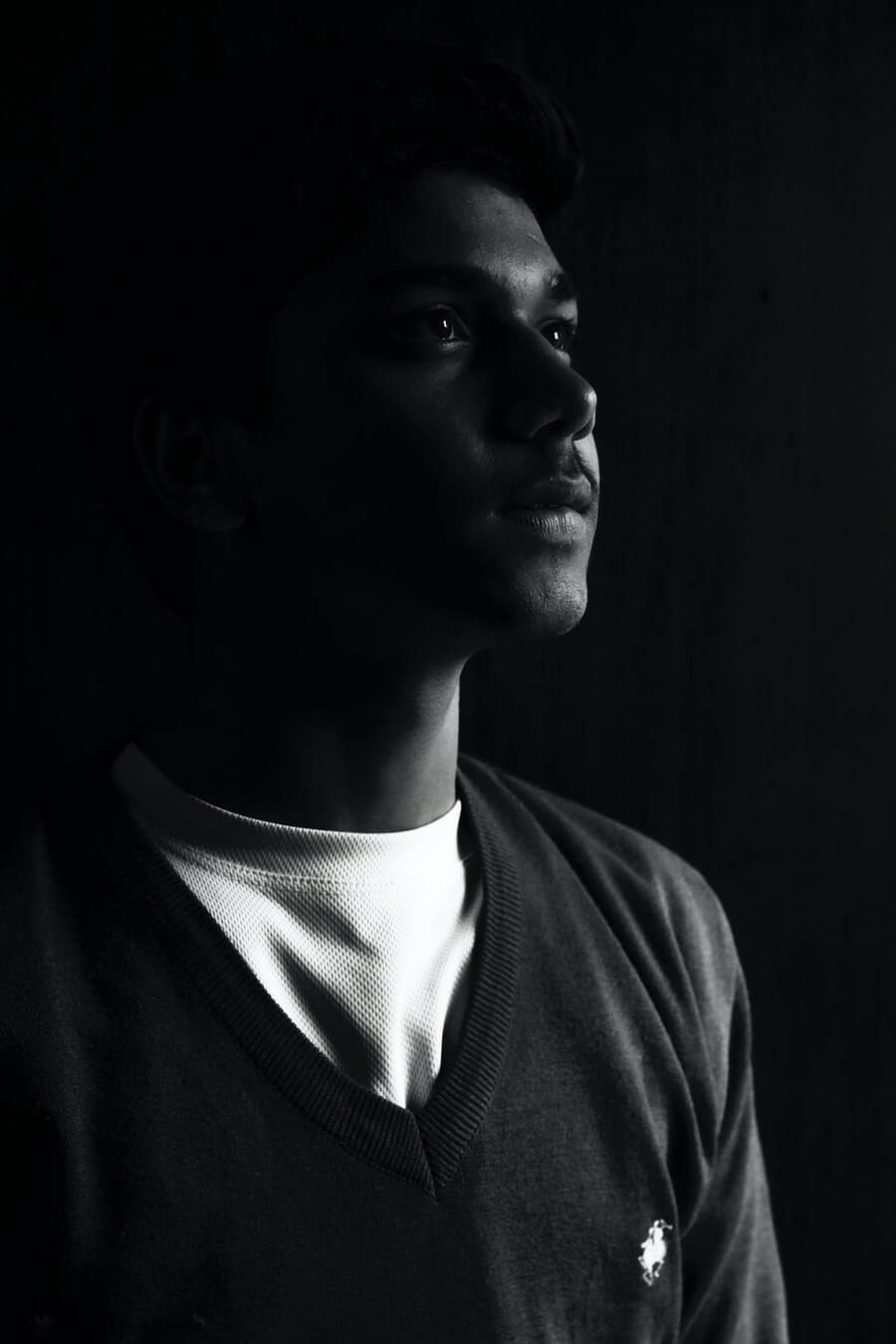 Sidelit moody headshot