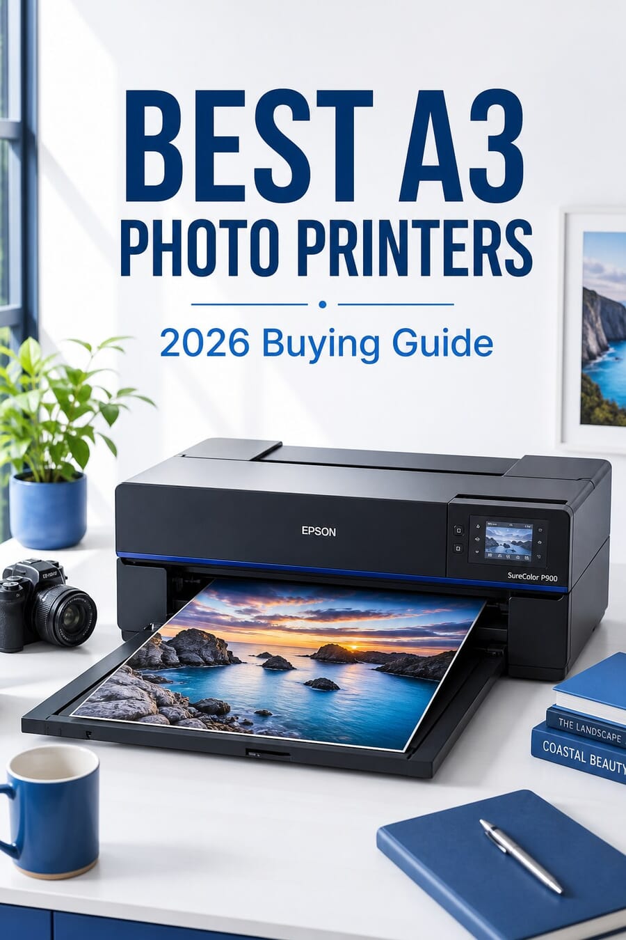 Best A3 photo printers 2026 buying guide, a wide-format printer producing a gallery landscape print