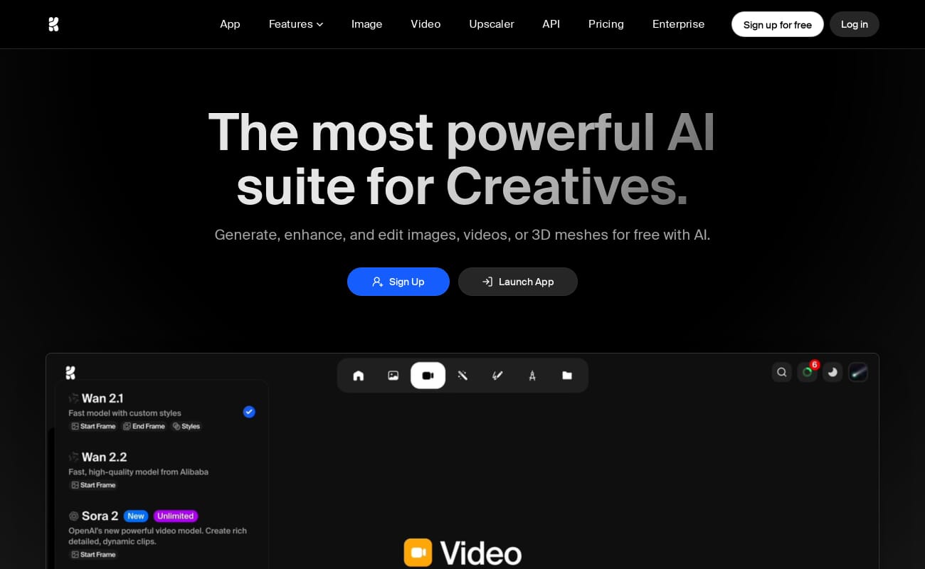 Krea AI upscaling interface with real-time preview