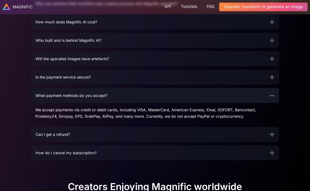 Magnific AI creative upscaling interface