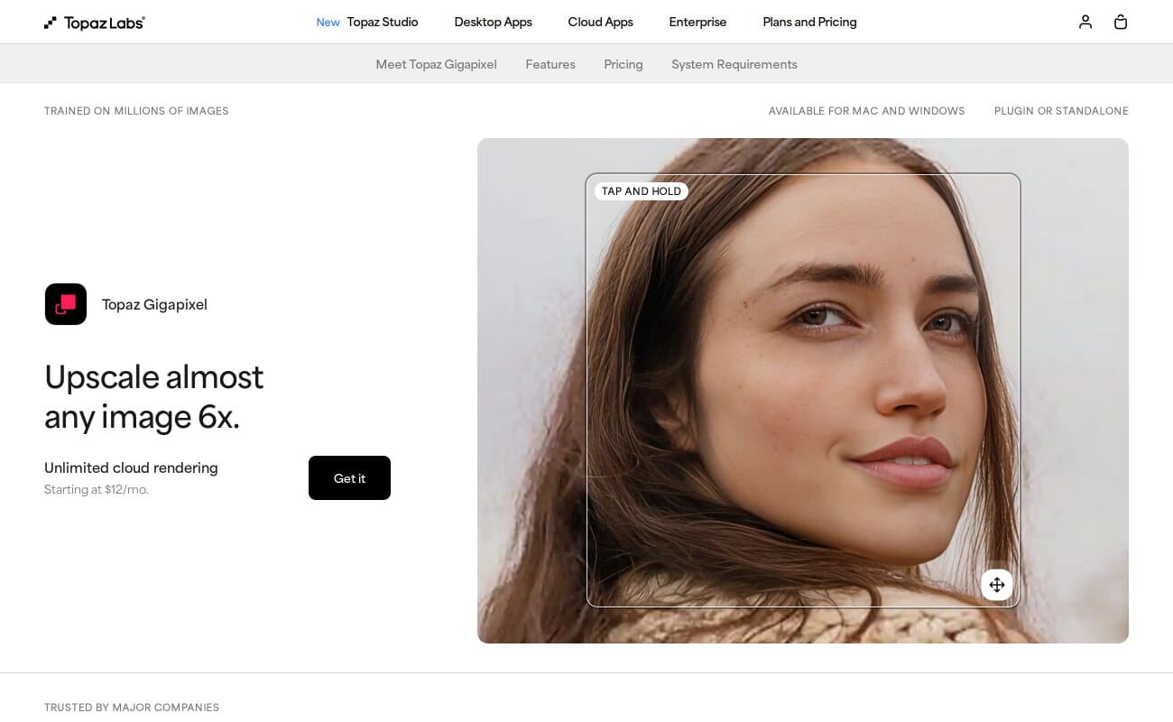 Topaz Gigapixel AI interface showing AI upscaling models