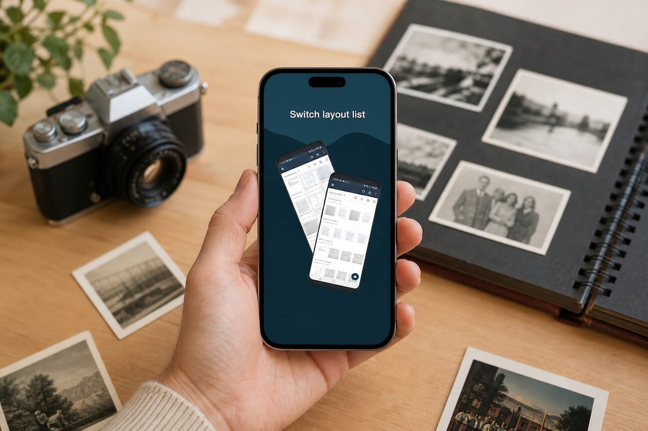 Simple Scan app being used to scan a vintage photo on an iPhone