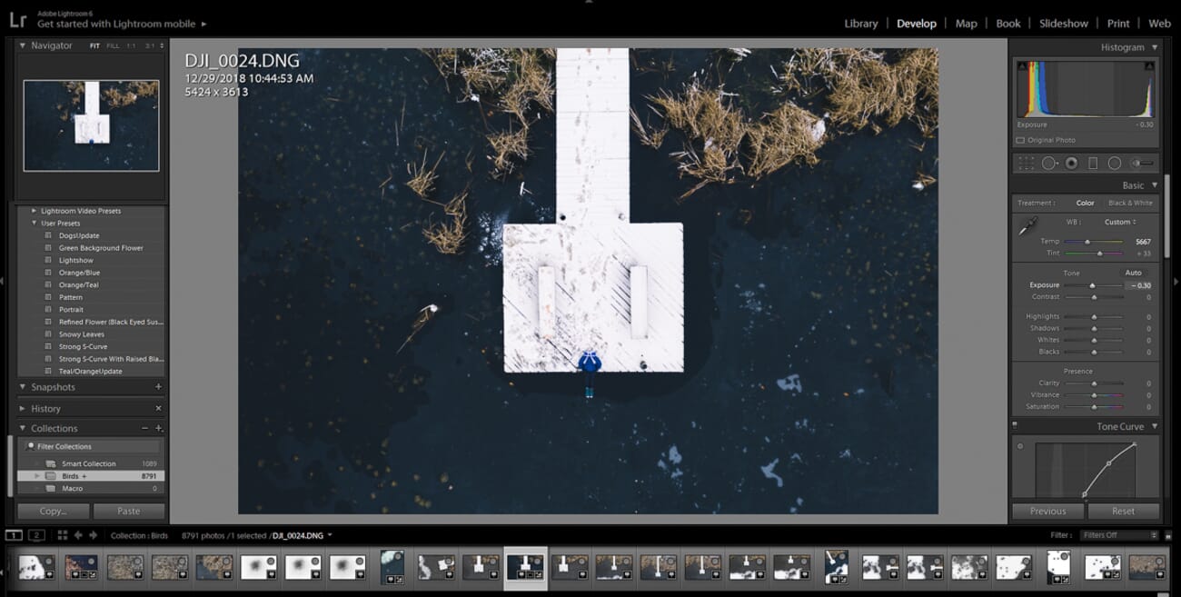 Underexposed — lacking detail in the darks