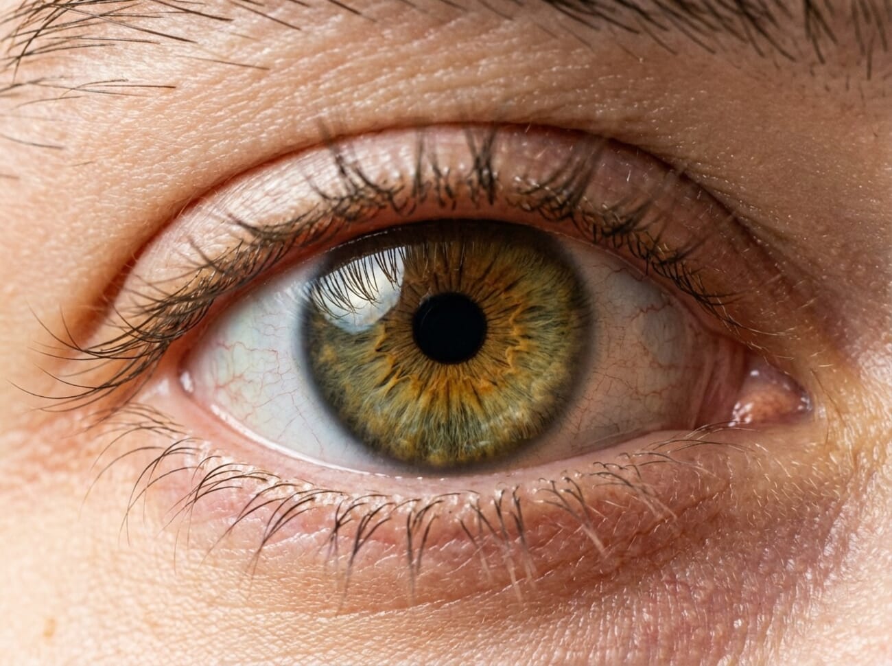 Extreme close-up of a human eye showing sharp eyelash and iris detail