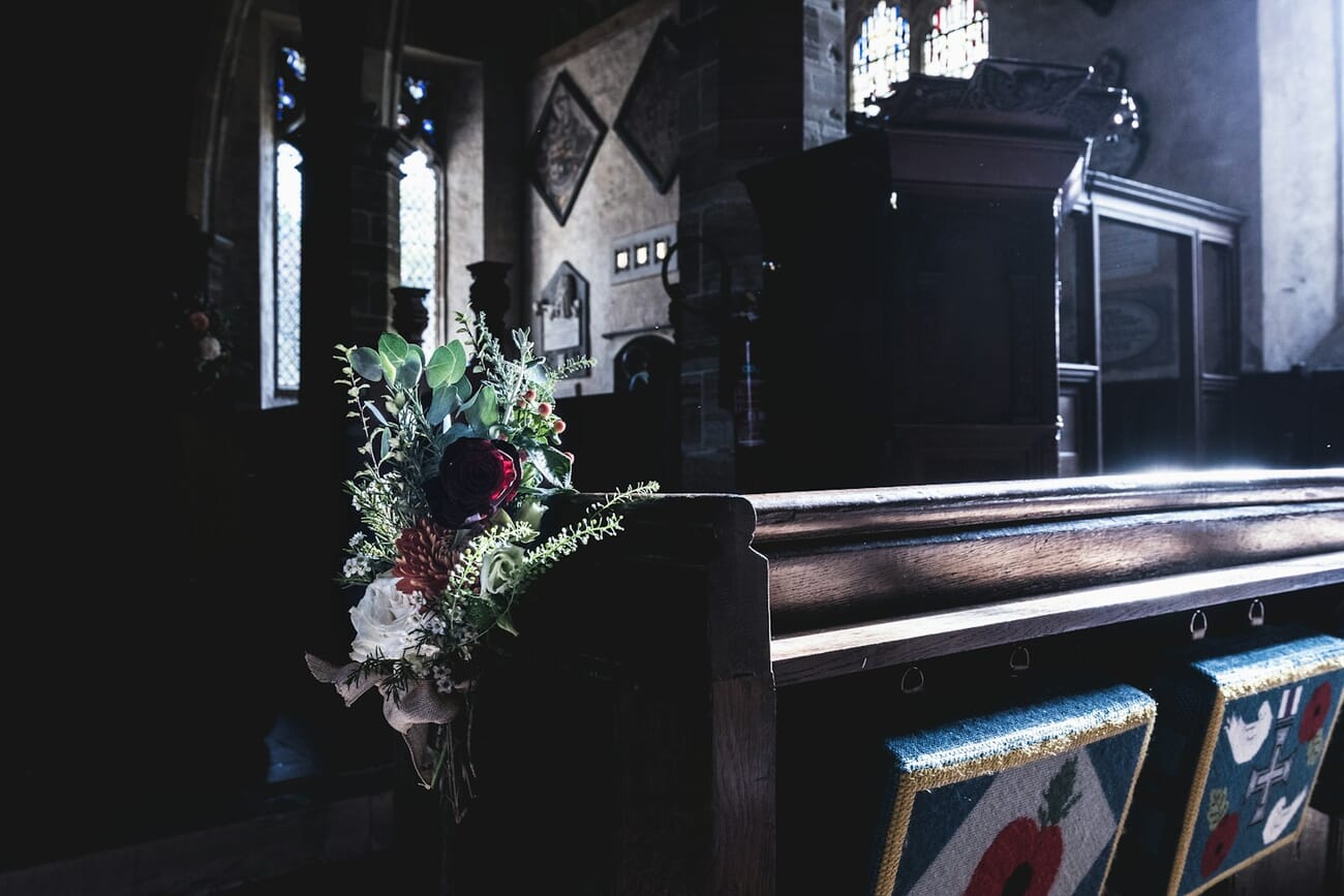 Church interior on a wedding morning with soft natural light — wedding photography is a lucrative photography career