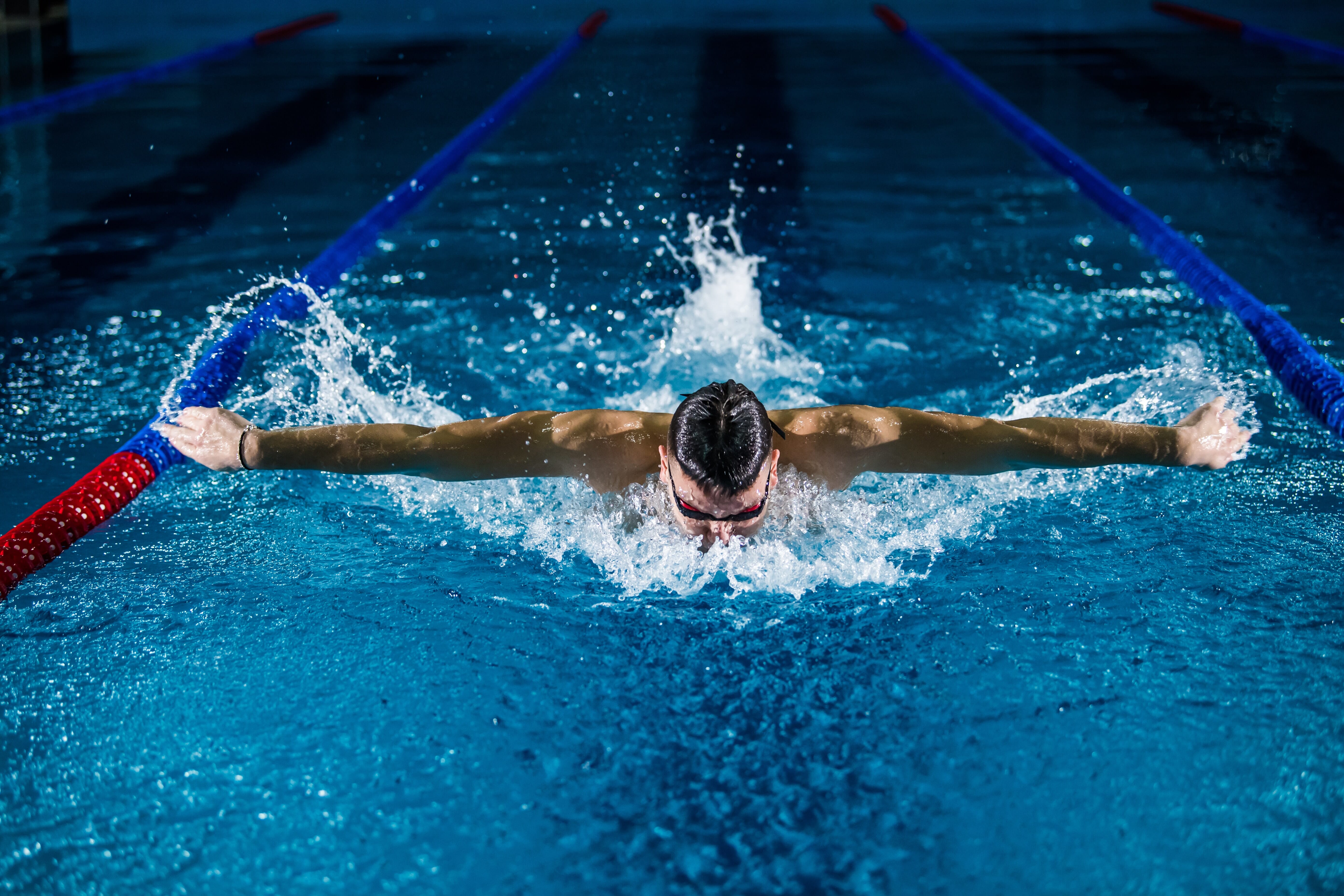 swimmer charging forward