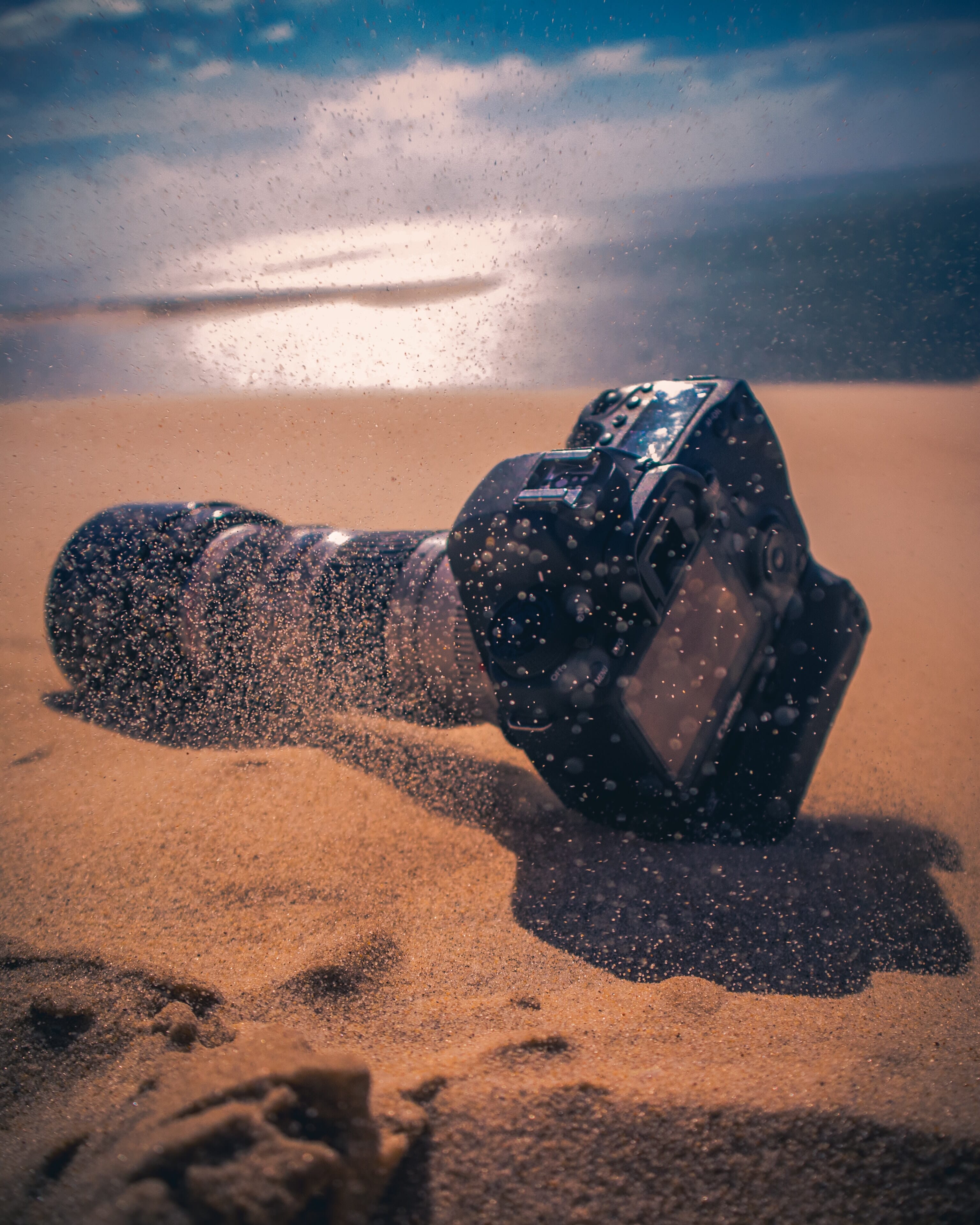 camera in the sand