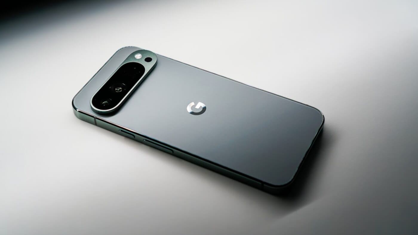 Google Pixel 9 smartphone showing the distinctive camera bar design
