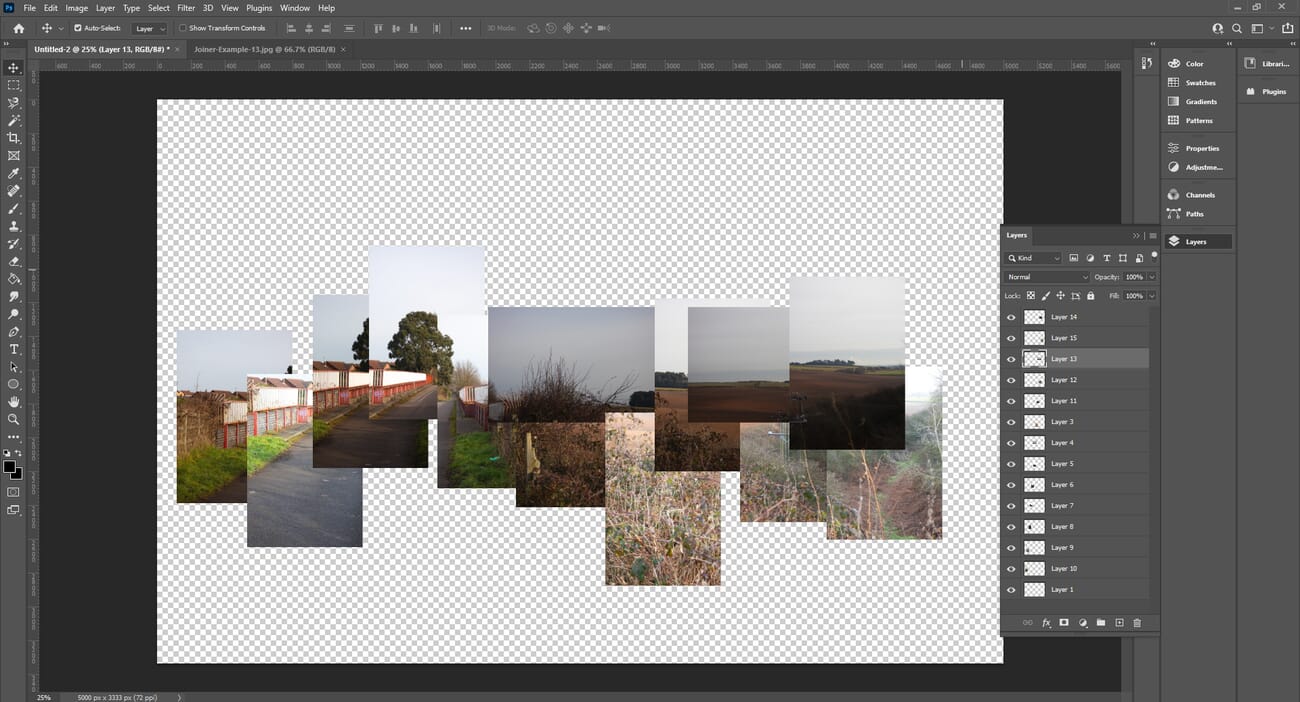 Photoshop 2026 — multiple source frames as individual layers on the canvas