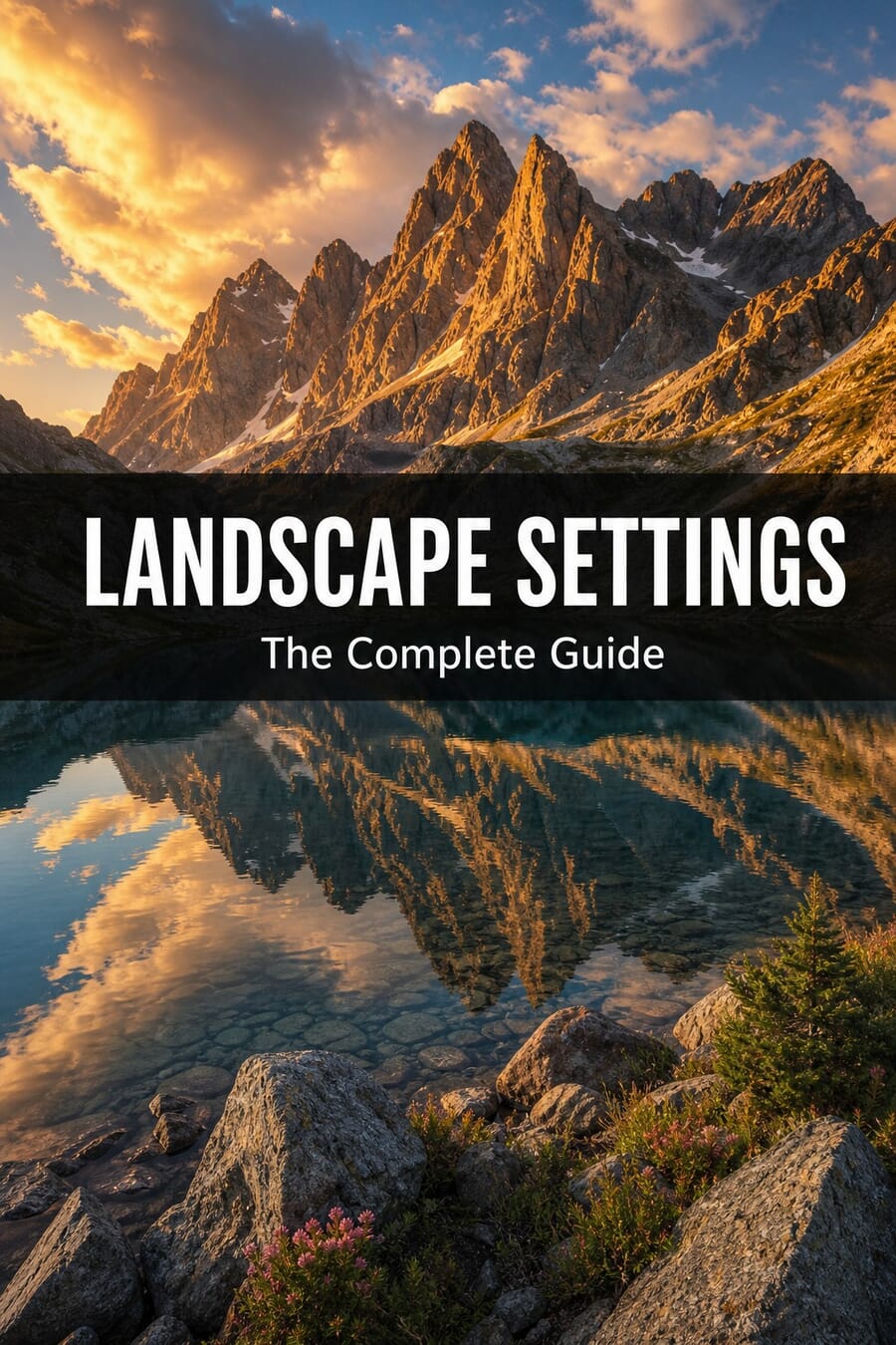 Landscape photography camera settings guide, golden hour mountain and lake