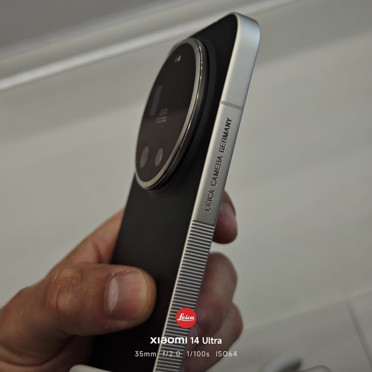 Leica Leitzphone side profile showing Leica Camera Germany engraving and textured grip